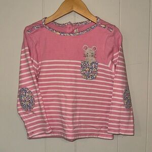 JoJo Maman Bebe Girls Size 5-6 Years Pink Breton Shirt